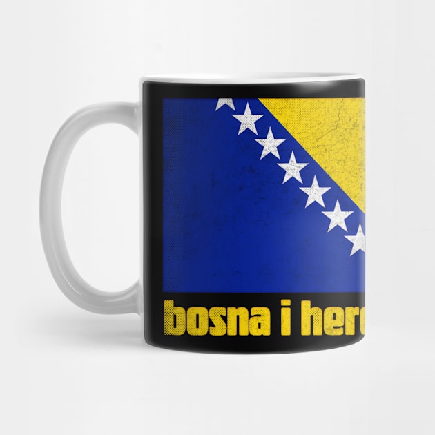 Bosnia /  Retro Faded Style Flag Design by DankFutura